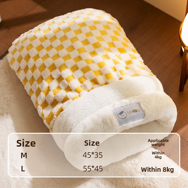 Dog House Pet Nest Closed Type Autumn Winter Cat Nest Two-tone Knitted Tent Nest Warm Round Nest Enclosed Dog House Pet