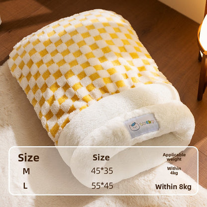 Dog House Pet Nest Closed Type Autumn Winter Cat Nest Two-tone Knitted Tent Nest Warm Round Nest Enclosed Dog House Pet