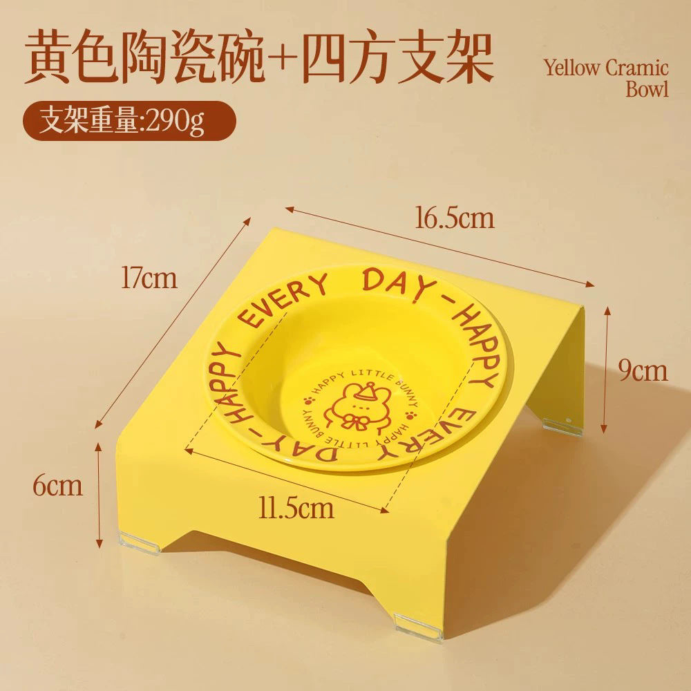 Ceramic Elevated Cat and Dog Food Bowl with Anti-Spill Design