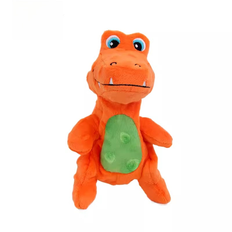Dog Sound Plush Dinosaur Toy with Crinkle Paper for Durable Chewing