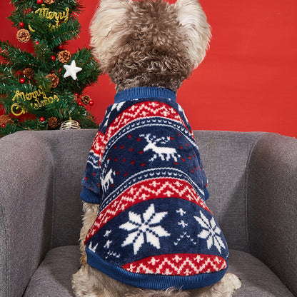 Autumn Winter Warm Simple Christmas Printed Pet Clothes for Cats Dogs