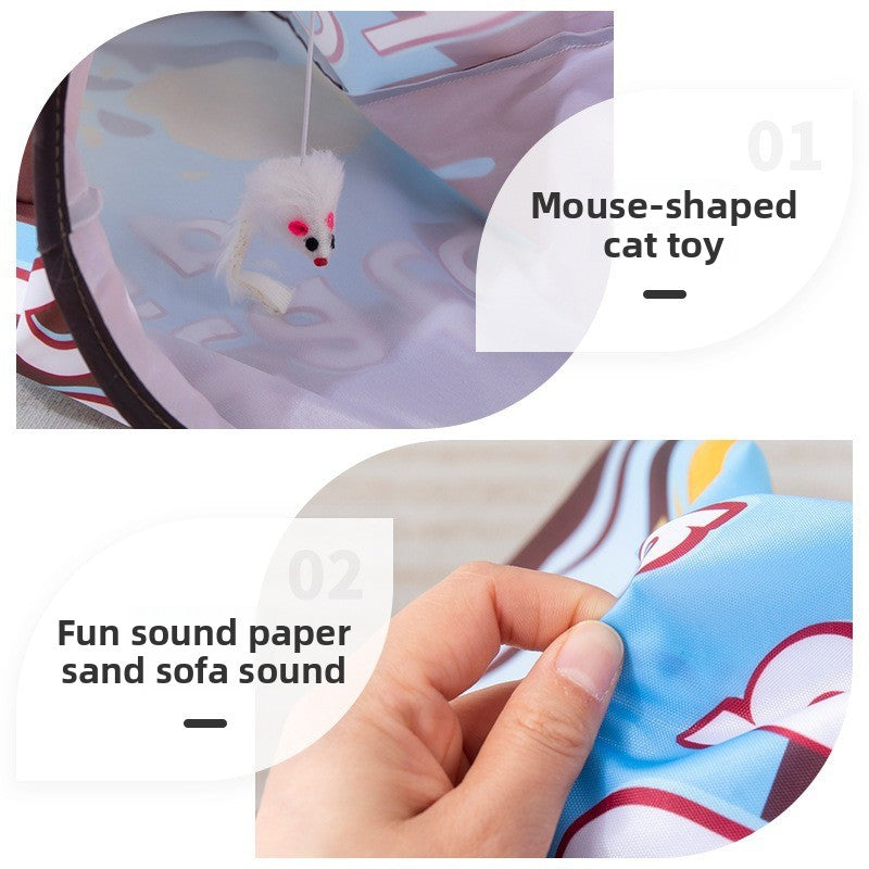 Drill Bag Cat Toy Combo Self Fun Foldable Tunnel Chew Ball Teasing Wand