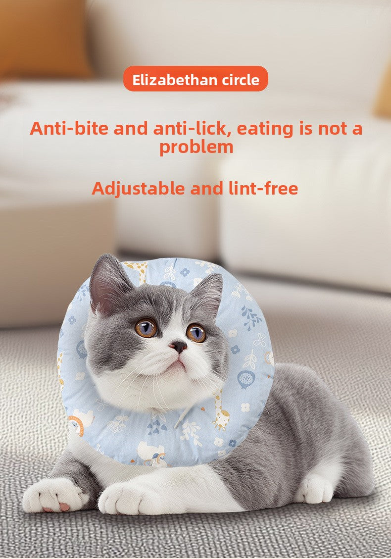 Pet Elizabethan Collar Anti-Bite Anti-Lick Soft Headband Cat Dog Neutering Shame Collar Adjustable Neckband