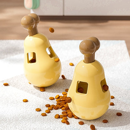 Automatic Treat Dispensing Ball for Dogs Interactive Puzzle Chew Toy Chicken Leg Shape Long Lasting Chewer Toy for Teeth Grinding and Boredom