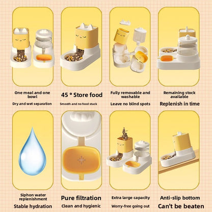 Fully Automatic Cat Drinking Device Combined with Food Feeder for Pets Cats Dogs