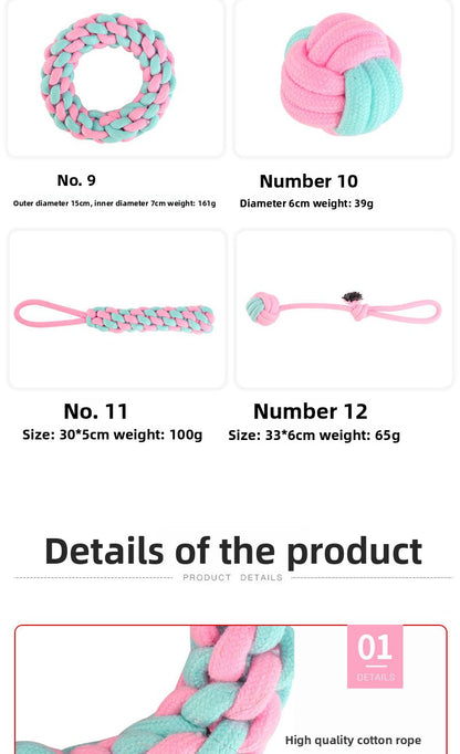 Pink Blue Combination Pet Cotton Rope Knot Toy for Tough Chewing Dogs