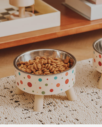 Universal Elevated Pet Food Bowl Cute Design Neck Support Anti Slip Anti Tip Detachable Feeder for Puppies Kittens and Small Pets