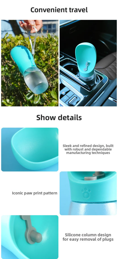 Portable Pet Water Bottle for Dogs and Cats Leak Proof Outdoor Travel Water Dispenser with Foldable Bowl