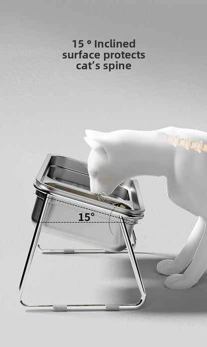 Stainless Steel Double Cat Bowl Anti Tip Pet Food and Water Dish Non Slip Elevated Dog Bowls for Feeding and Drinking