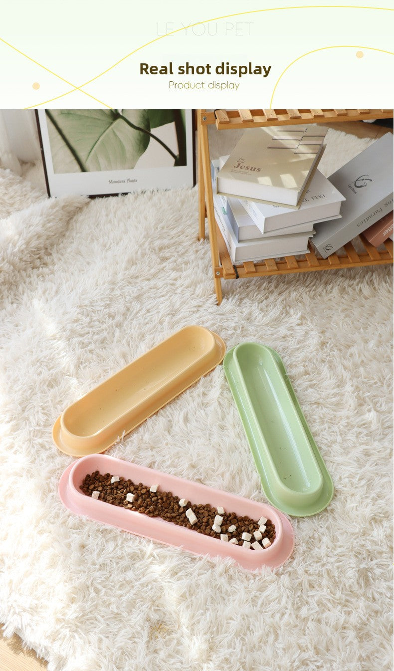 Multi Cat Feeder Long Strip Cat Bowl for Kittens Anti Ant Spill Proof Pet Food and Water Dish Slow Eating Solution