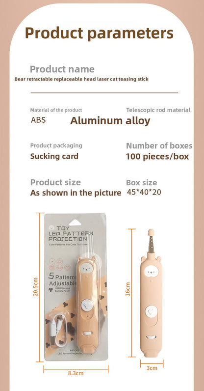 Infrared Laser Cat Teaser Wand with Detachable Feather Bell Interactive Cat Toys for Boredom and Exercise