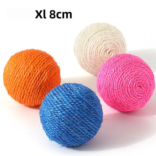 Self-entertaining Pet Toy Sound Bell Ball Jute Ball 8cm Cat Teaser