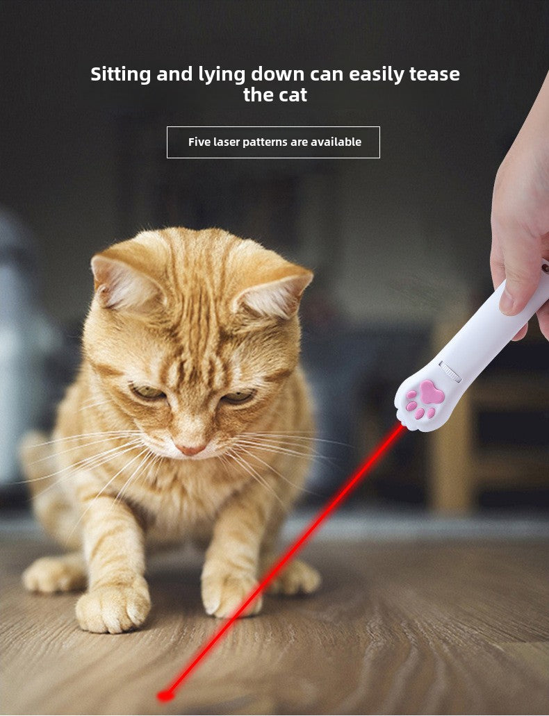 Cross-Border Pet Toy Laser Cat Teaser Creative Cat's Paw Six-in-One Projection Charging Funny Cat Pen