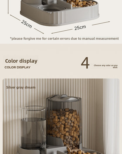 Cat Water Fountain Combined with Automatic Pet Feeder and Flowing Drinking Water Bowl