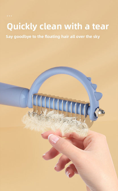 Double Sided Cat Comb for Shedding Small Dinosaur Cute Design Pet Grooming Brush Massage Knot Comb Macaron Colors Long Hair Short Hair