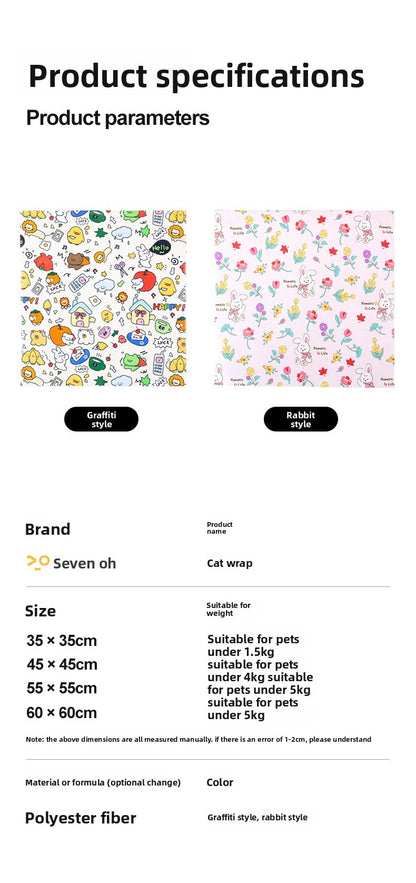 Lingette de toilettage auto-adhésive pour chat, idéale pour couper les griffes, nettoyer et retenir votre animal de compagnie sans le griffer, avec fermeture adhésive réglable. 