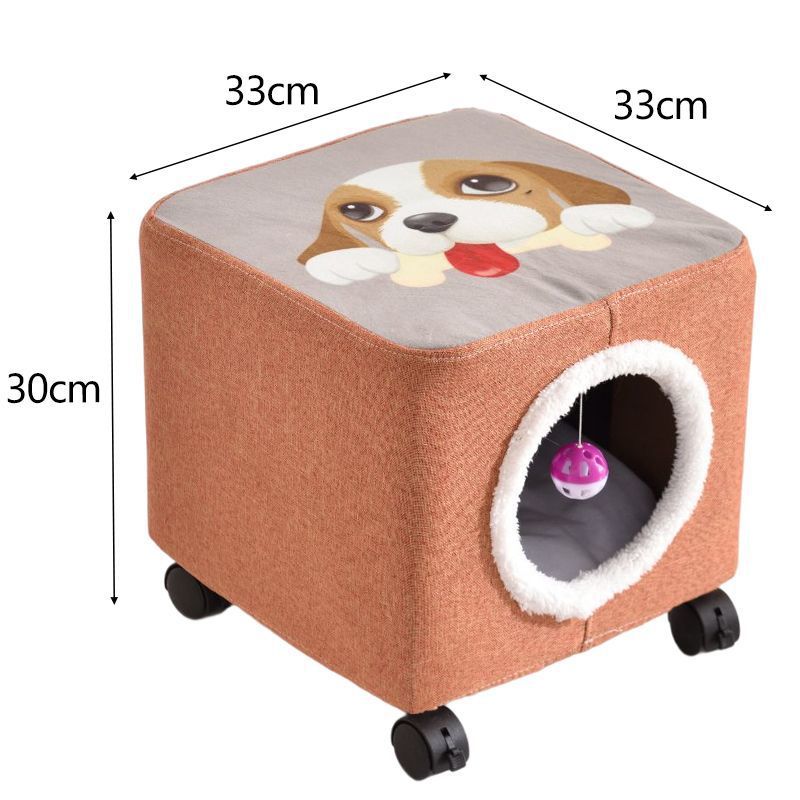 Solid Wood Cat Nest Stool Storage for People and Cats Sharing Cat Supplies Little Kitten House House Four Seasons Warm Cat and Dog Tent