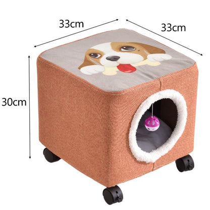 Solid Wood Cat Nest Stool Storage for People and Cats Sharing Cat Supplies Little Kitten House House Four Seasons Warm Cat and Dog Tent
