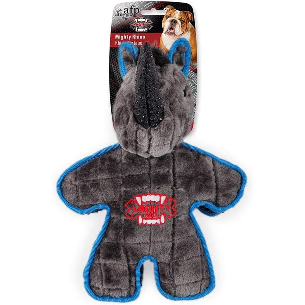 Durable and Bite-Resistant Pet Plush Chew Toy for Stress Relief, Rhino Bull Dog Teeth Cleaning Toy