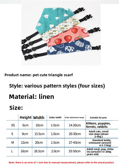 Pet Triangle Scarf Dog Scarf Cat Collar Christmas Small Dog Bib Japanese Style Cute Sweet Style