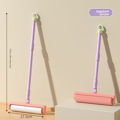 Extra Long Handle Lint Roller for Pet Hair and Dust Sticky Roller Brush with 6 Replaceable Adhesive Sheets Multi Surface Floor Sweeper Magic Hair Remover