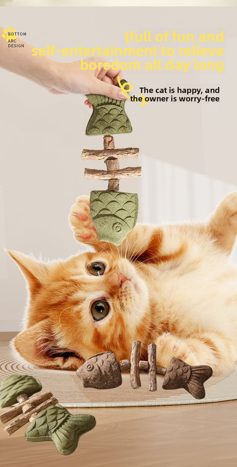 Wooden Fish Bone Teeth Cleaning Stick for Cats