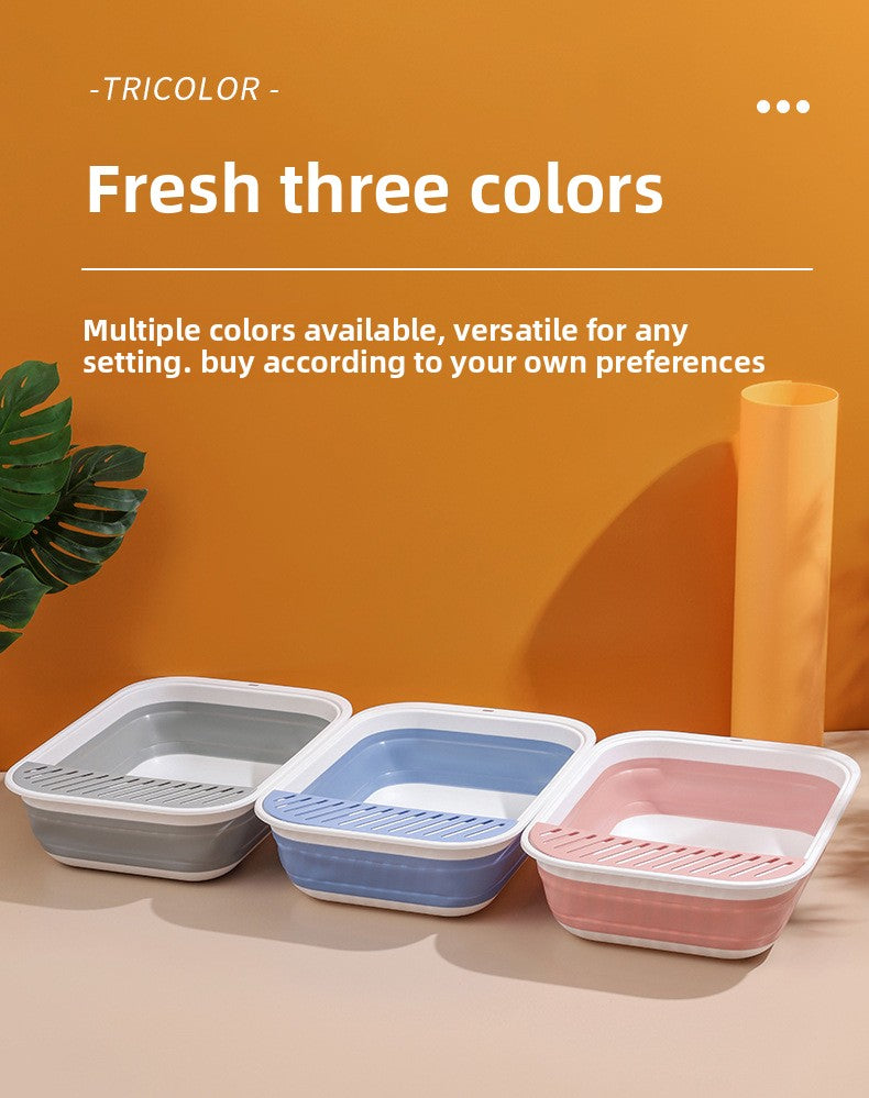 New Foldable Semi-Enclosed Cat Litter Box with Litter Scoop Large Cat Litter Box Cat Toilet