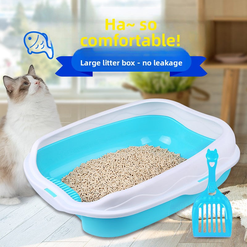 Semi-Enclosed Large Cat Litter Box Detachable Tray Plus Cat Toilet
