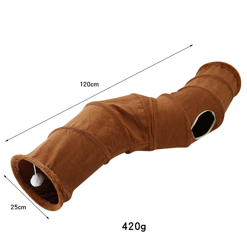 Pet Supplies Suede S-Shaped Foldable Cat Tunnel Plaything