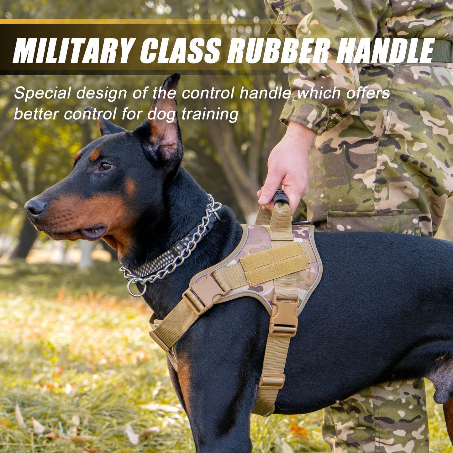 Tactical Dog Harness Quick Release No Pull Pet Vest for Medium Large Dogs German Shepherd Golden Retriever Training with Leash