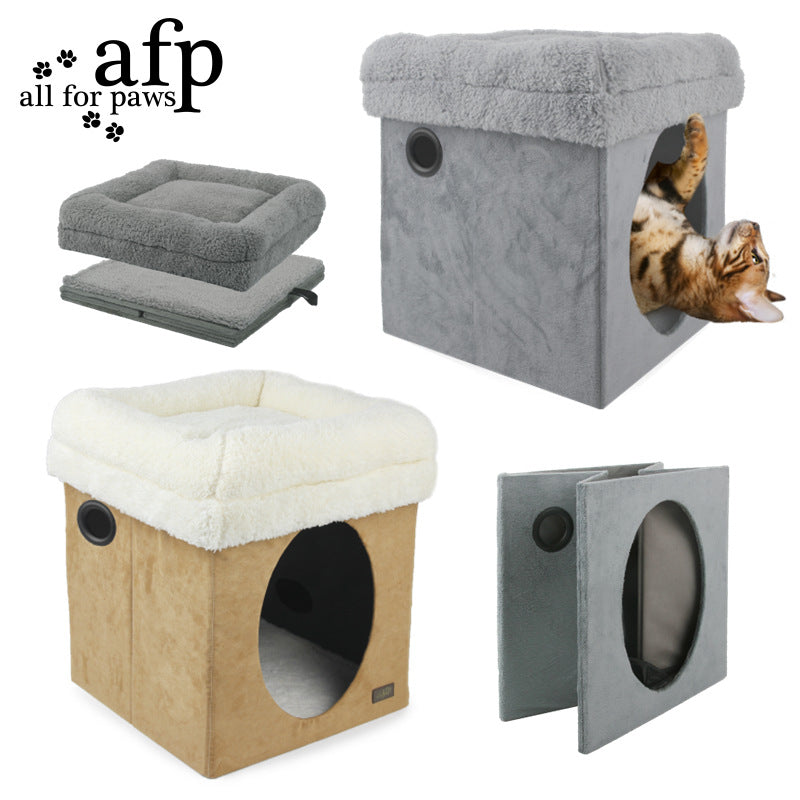 Winter Warm 2-In-1 Foldable Cat Castle Pet House