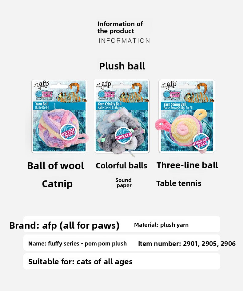 Plush Wool Bite Thread Ball for Cat's Boredom Busting