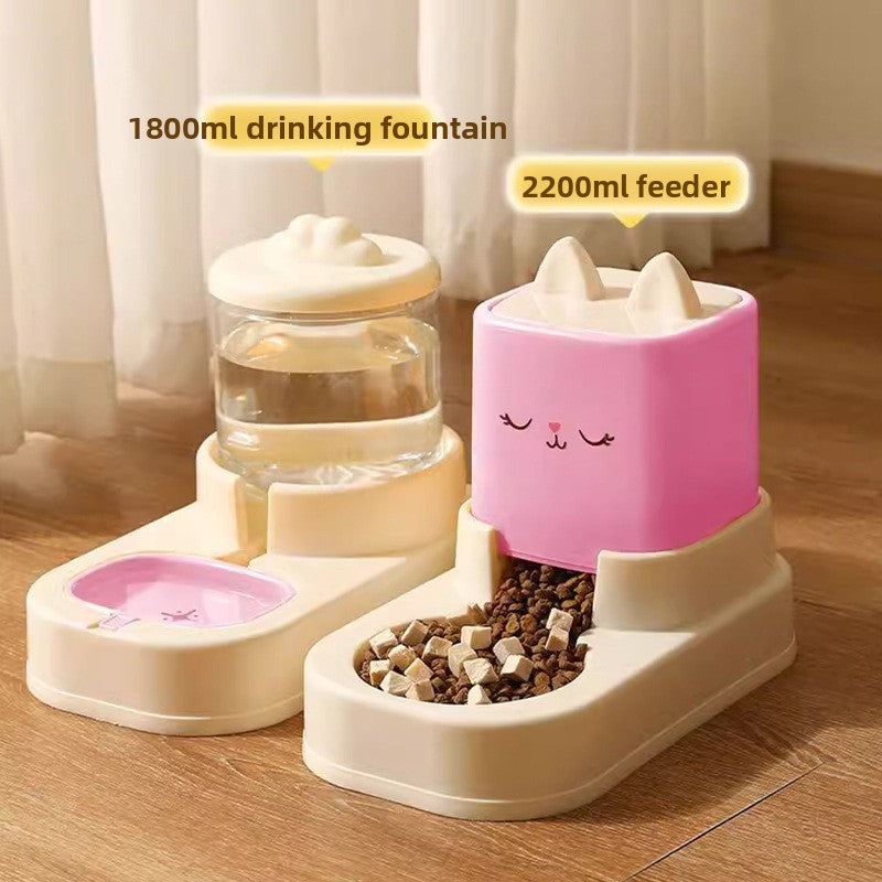 Large Capacity 5L Automatic Pet Feeder and Waterer Combo Adjustable Height Dog Cat Bowl Set with Non Slip Base