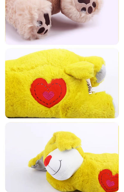 Durable Pet Comfort Pillow Puppy Shape with Simulated Heartbeat Warm Plush Sound Toy