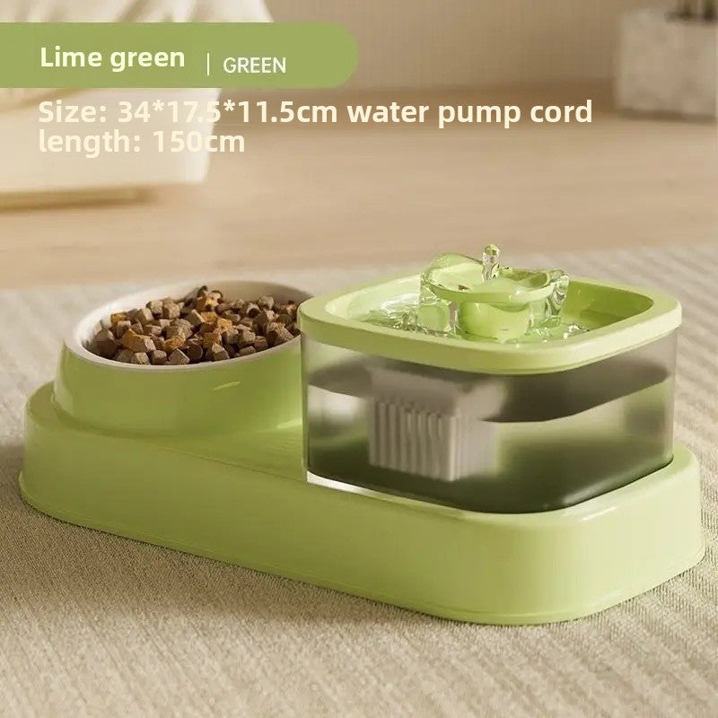 Anti Tip Electric Water Dispenser Cat Bowl with Large Capacity Integrated Circulating Food Water Fountain