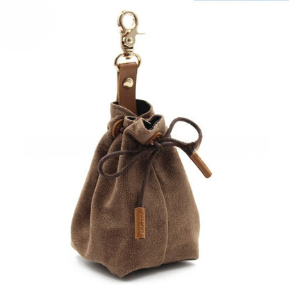 Portable Pet Dog Snack Bag Outdoor Drawstring Canvas Dog Food Bag Dog Supplies