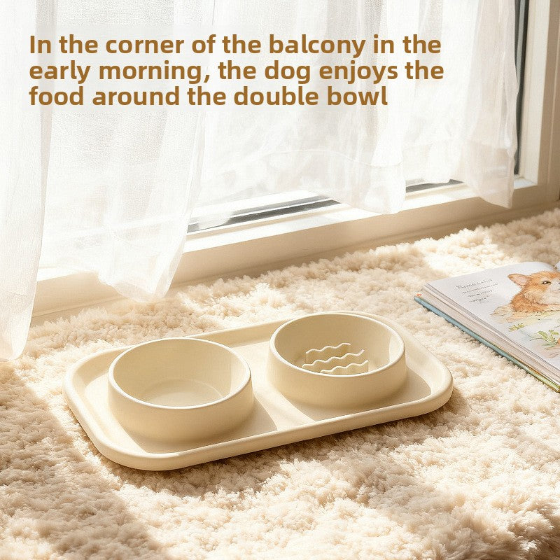 Pet Bowl Double Bowl Food Grade Silicone Cat and Dog Bowl Slow Food Bowl Slow Food Bowl Small Stainless Steel Dog Bowl Pet Supplies