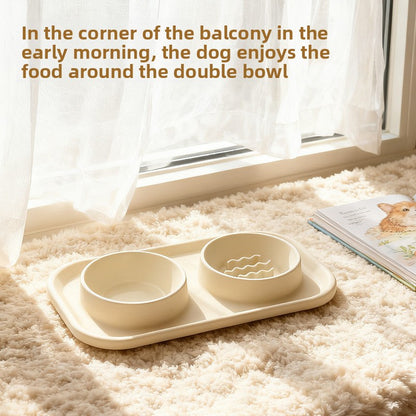 Pet Bowl Double Bowl Food Grade Silicone Cat and Dog Bowl Slow Food Bowl Slow Food Bowl Small Stainless Steel Dog Bowl Pet Supplies