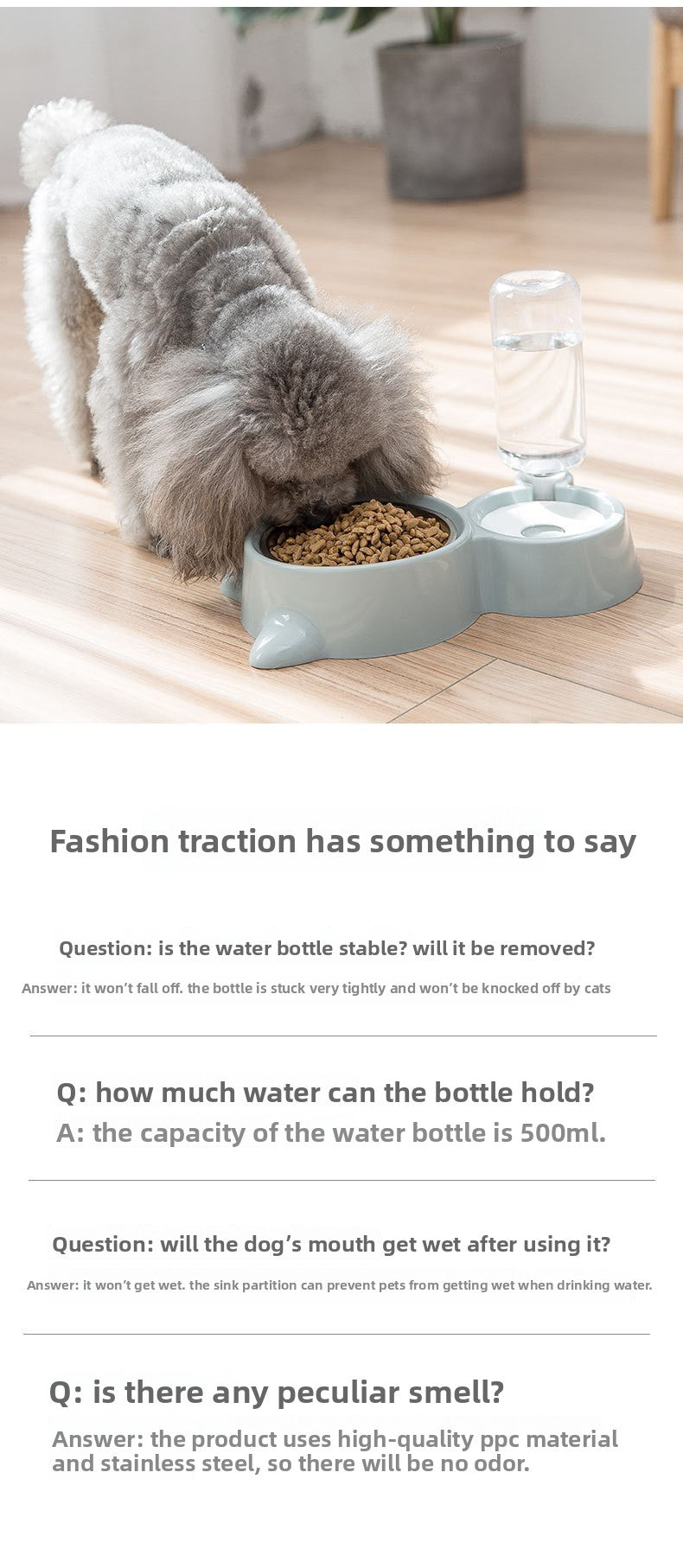 Automatic Feeder and Waterer Combo with Cat Ear Design Stainless Steel Double Bowl for Cats and Dogs Pet Food and Water Station Durable Easy Clean Pet Supplies