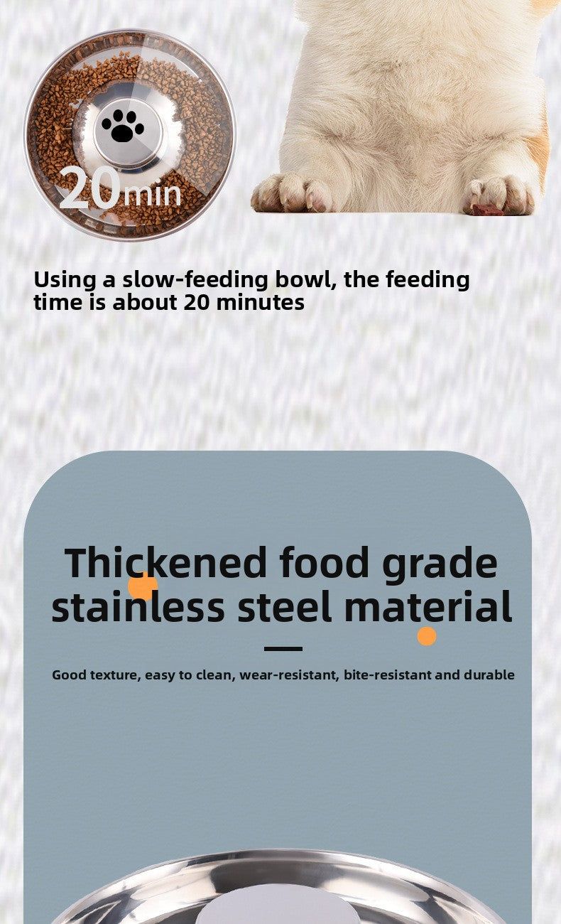 New Stainless Steel Anti-Choke Dog and Cat Slow Feeder Premium Pet Bowl