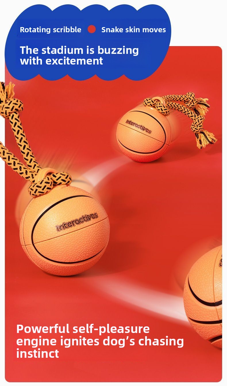 Smart Electric Dog Teaser Toy Rotating Basketball Interactive Durable Chew Fun Plaything