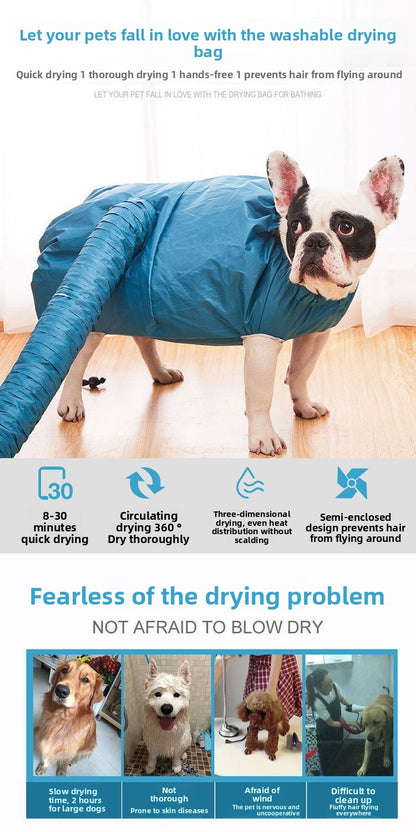Large Dog Bathing Quick Dry Hair Dryer Box Pet Drying Bag for Cats and Dogs Fast Drying Portable Pet Dryer