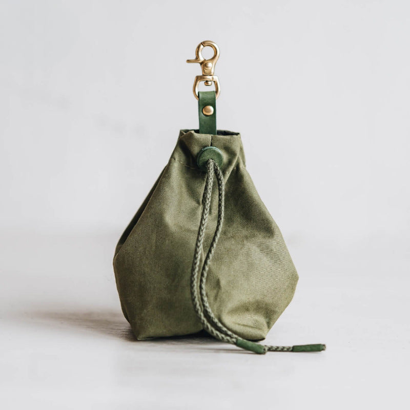 Portable Pet Dog Snack Bag Outdoor Drawstring Canvas Dog Food Bag Dog Supplies