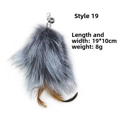 Three-Section Telescopic Feather Cat Toy Teaser Wand Replaceable Head Set