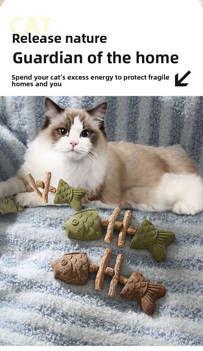 Wooden Fish Bone Teeth Cleaning Stick for Cats