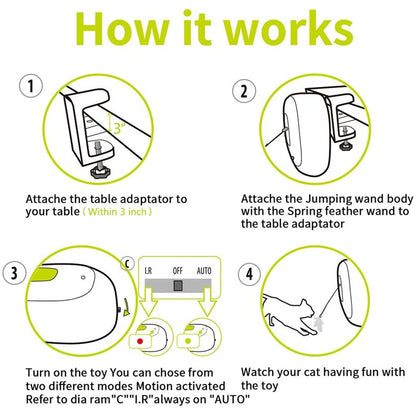 Smart Electric Cat Tease Stick Fixed Knob Auto-Sensing Feather Ribbon Fun Toy