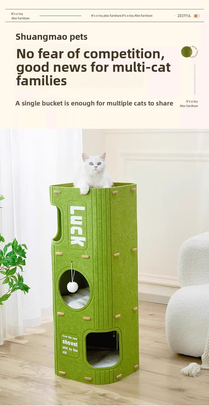 Luxury Multi-layer Pet Cat Tree All-season Design Winter Double-layer Scratching Board Enclosed Cat House