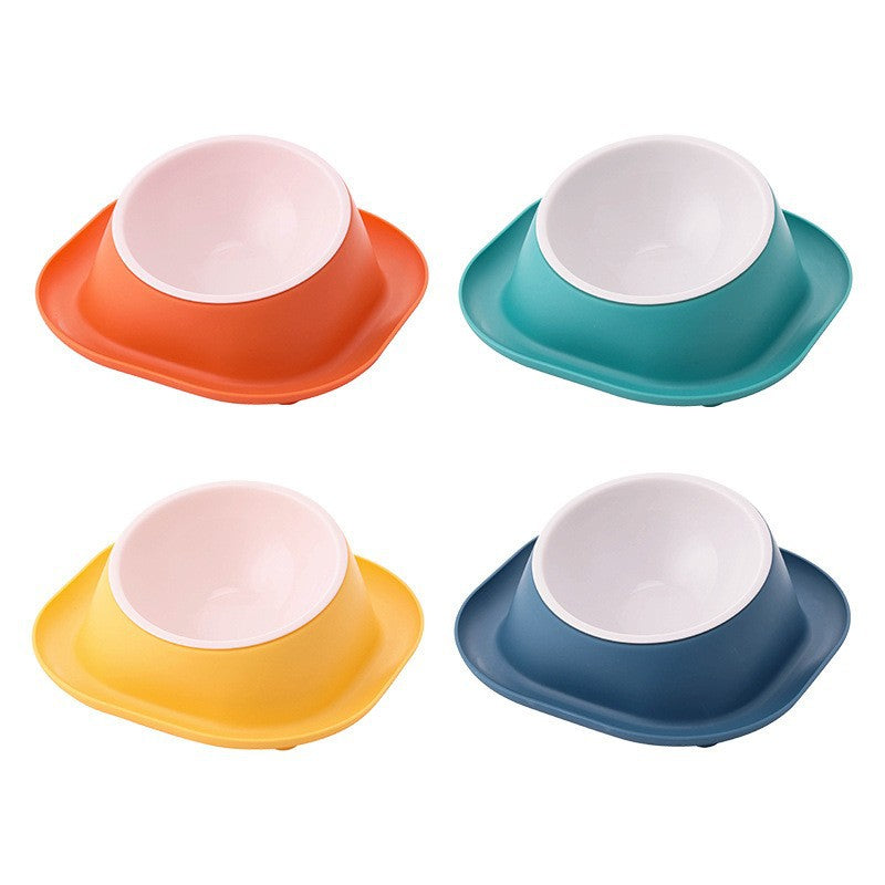 Dog Bowl Double Bowl Ceramic Dog Bowl Anti-Slip Anti-Tip Stainless Steel Pet Bowl Large Capacity Plastic Pet Food Bowl