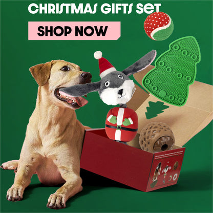 Multiple Christmas Pet Toys Pinecone Treat Dispenser Dog Chew Toy Teaser Wand Pet Bed Set