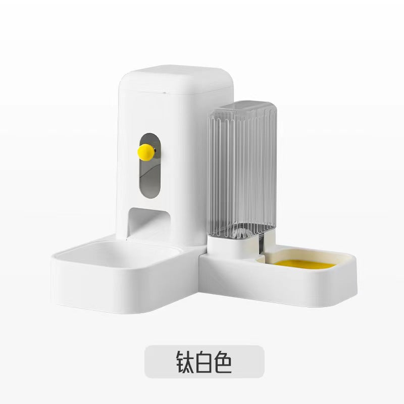 Stainless Steel Cat Bowl Dog Bowl Automatic Water Dispenser with Dry Wet Food Separation Large Capacity Pet Feeder Drinking Fountain Quiet Pump